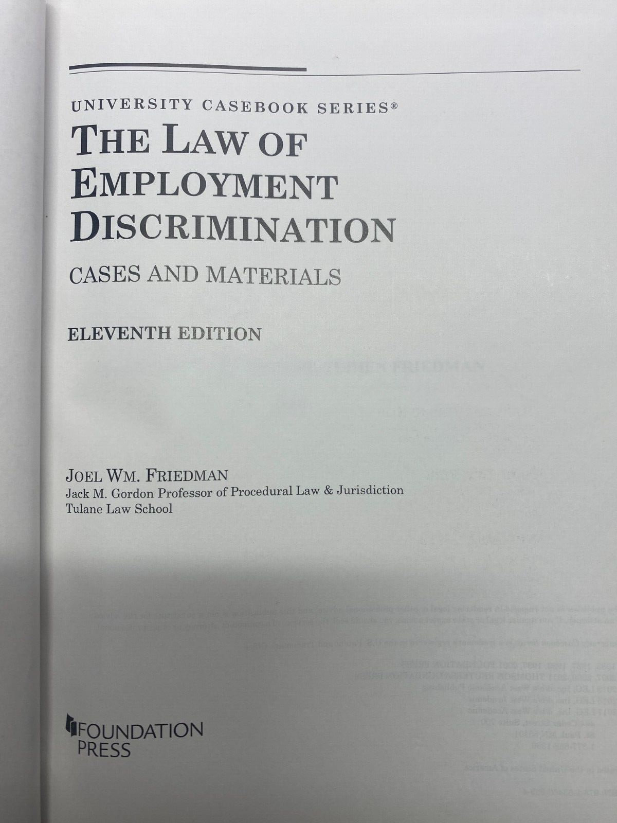 The Law of Employment Discrimination 11th Edition Cases & Materials