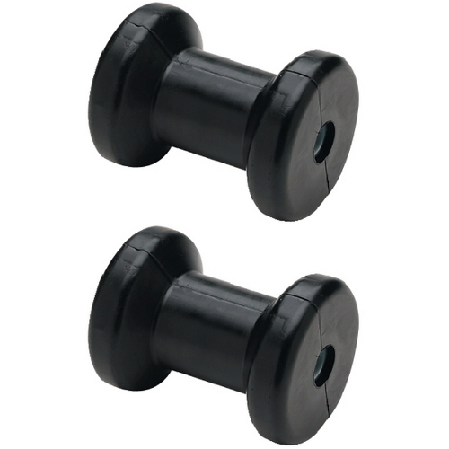 2 Pack 5 Inch Width Boat Trailer Black Molded Rubber Spool Rollers - 5/8" Hole - Bild 1 von 1