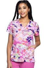 Retro Kitch Med Couture Print Scrub V Neck Top MC8564 RTKC