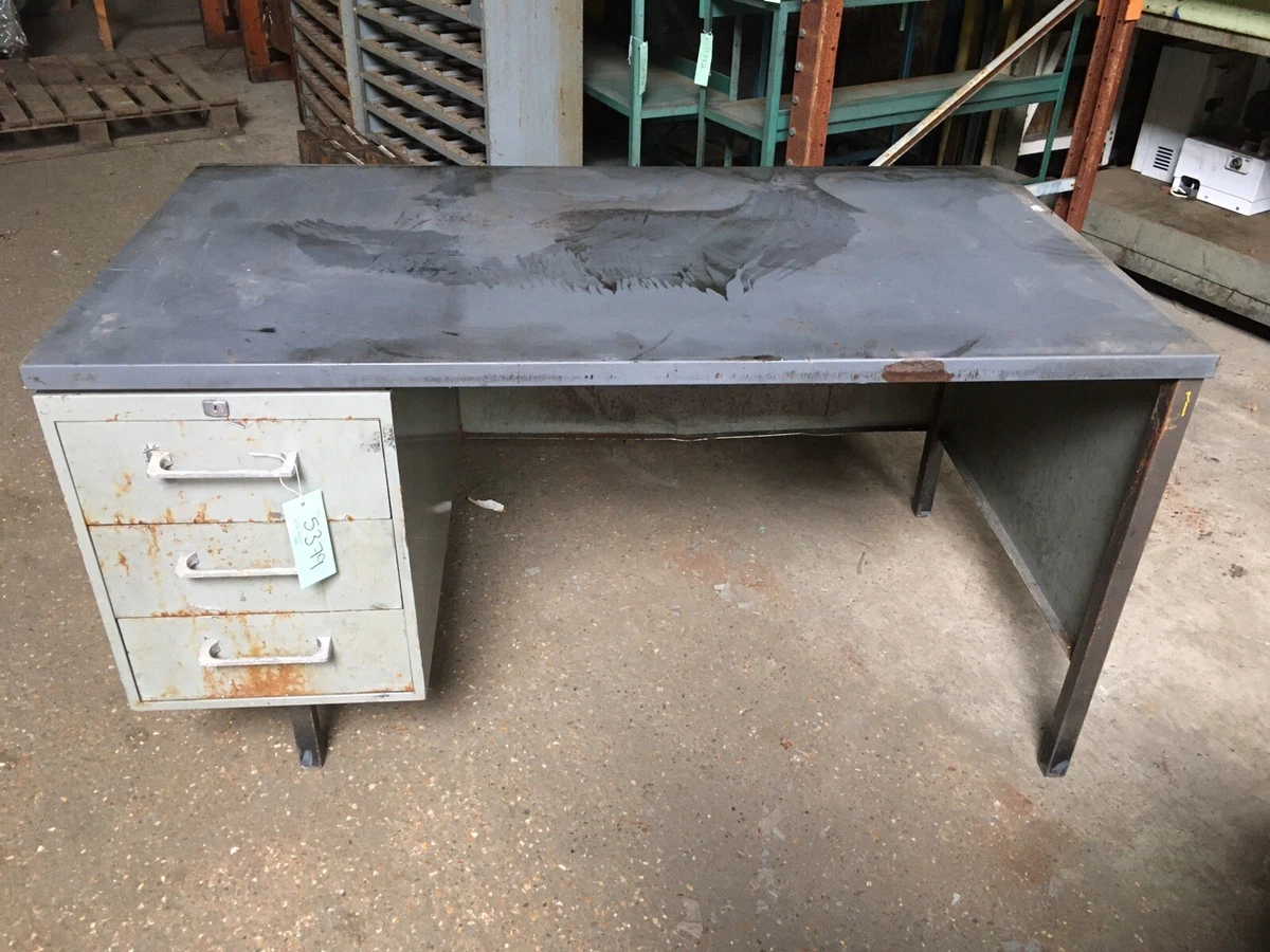 RETRO METAL DESK OLD STYLE VINTAGE LOOK WITH 3 DRAWERS 5379