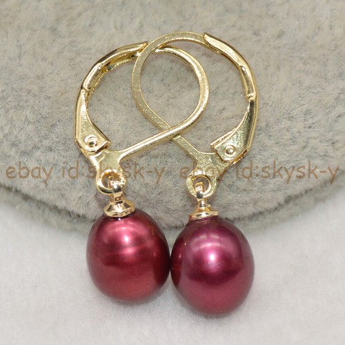 Multicolor 7-8mm Natural Freshwater Rice Pearl Drop Dangle Leverback Earrings - Picture 12 of 36