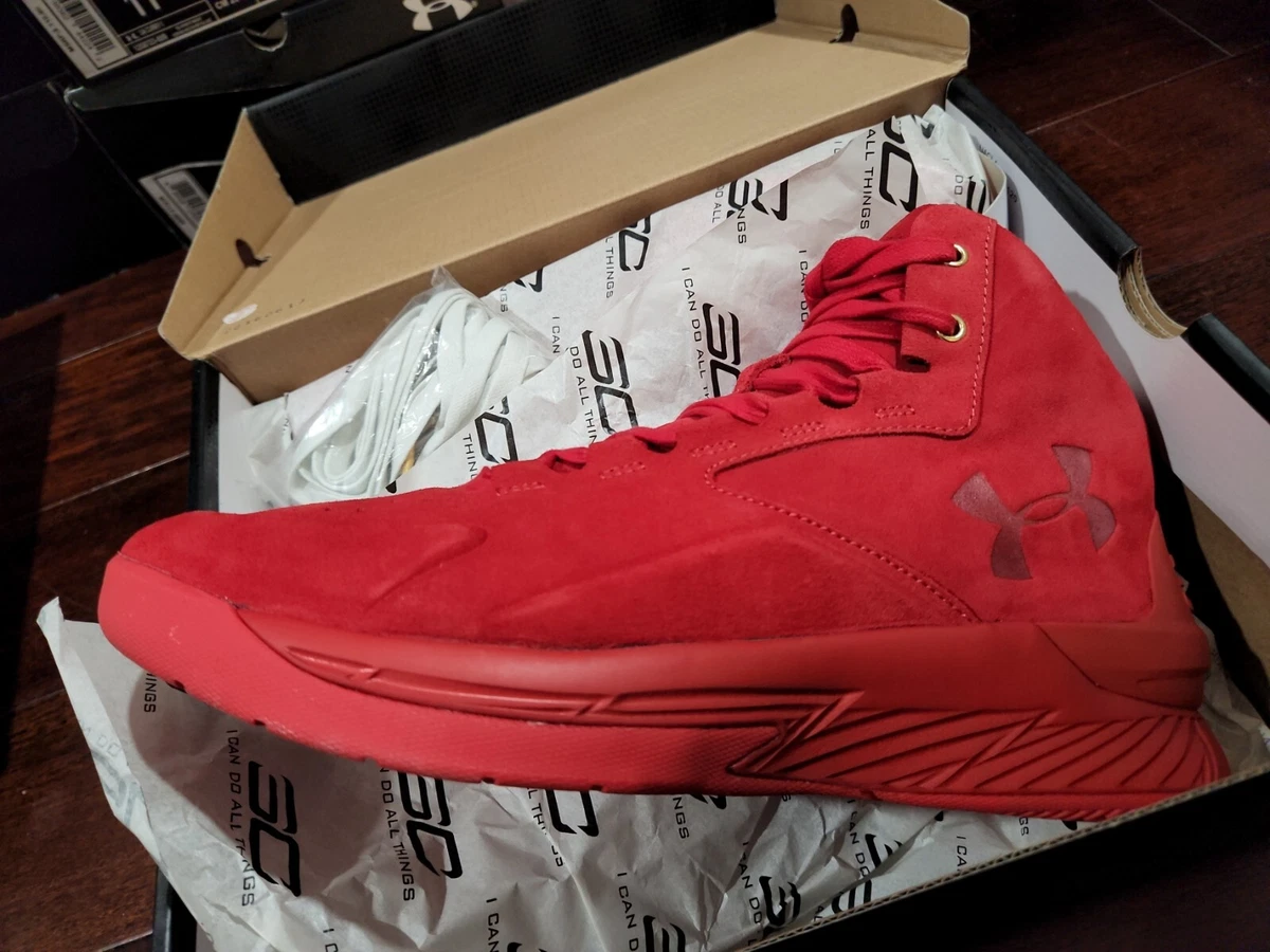 BRAND NEW UNDER ARMOUR CURRY ONE MID ALPHA SUEDE LUX RED SIZE 11