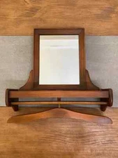 Handsome Wood Man's Wall Vanity, Men Shaving Mirror, Dressing Mirror, Victorian-