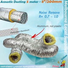8"/200mm 5M Hydroponics Acoustic Ducting For Grow Tent Duct Heat Cool Vent Fans 