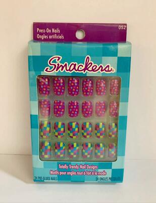 LIP SMACKER STICK ON NAILS - SPOTS & SQUARES (052) PINK LILA GRÜN 
