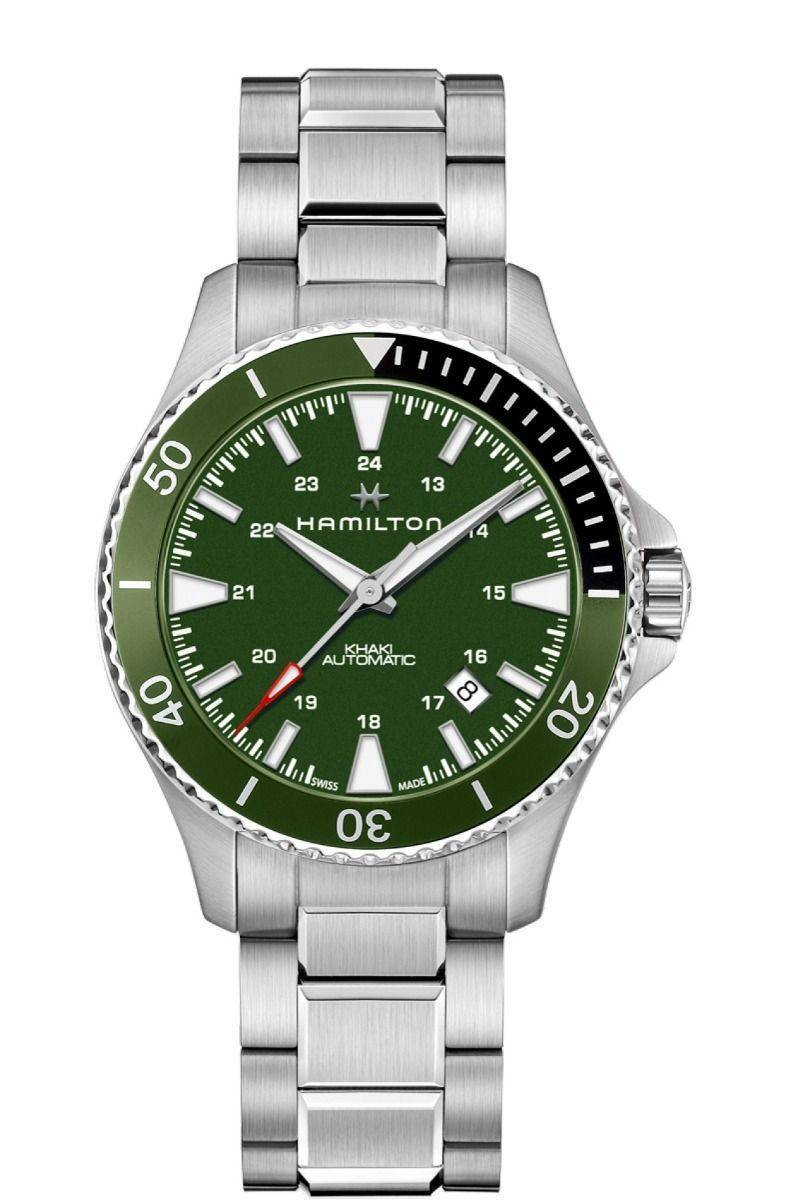 Orologio Hamilton Khaki Navy Scuba H82375161 Acciaio Verde Nero Automatico Watch