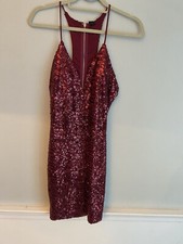 Windsor Short Red Sequin Dress Size Large Spaghetti Straps Racer Back NWT