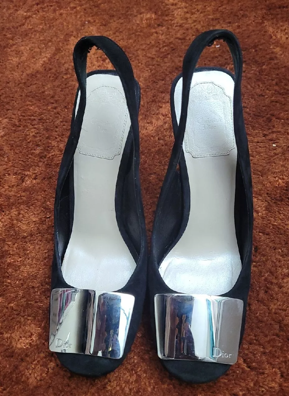 Incroyables escarpins Christian Dior à talons compensés en daim noir taille 37
