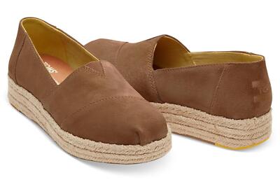 TOMS Espadrille Platform Alpargatas Toffee Suede Halbschuhe Ballerina Damen 