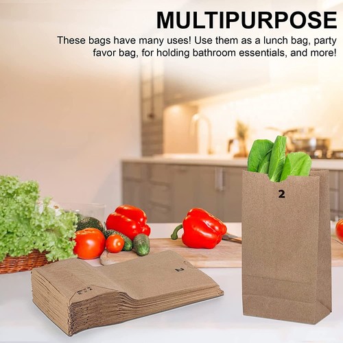 MT Products Extra Small Brown Paper Bags - 2 lb Paper Lunch Bags - Pack of 200 - Picture 5 of 9