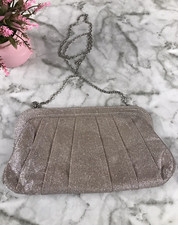 Jessica McClintock Sparkle Ring Clutch Chain Bow Evening Purse Classy 7"x13"