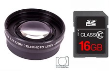 58MM 2.2x OPTICAL ZOOM LENS  16GB CARD FOR CANON EOS REBEL DSLR CAMERAS