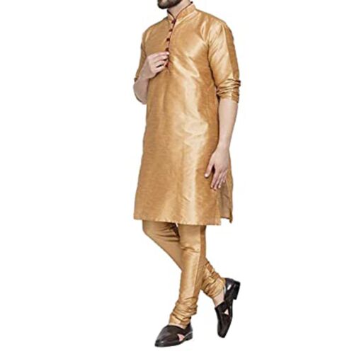 Traditional Plain Full Sleeve Silk Kurta Pajama Regular Fit Party Were For Mens - Picture 17 of 66