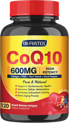 Coq10 600 Mg Softgels Coq10 Supplement - CQ10 Coenzyme-Q10 with Omega 3 & PQQ...