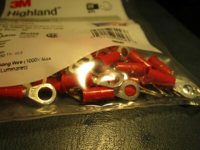 (25) 3M  Highland  Vinyl insulated Ring Terminal RV18-10Q, AWG 22-18