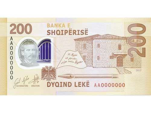 NUEVO Albania 200 Leke 2017 papel moneda, billetes. UNC - Imagen 2 de 2