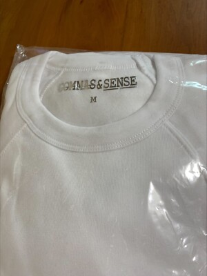 Commas & Sense Premium Basics Crewneck Sweatshirt Size Medium White Unisex