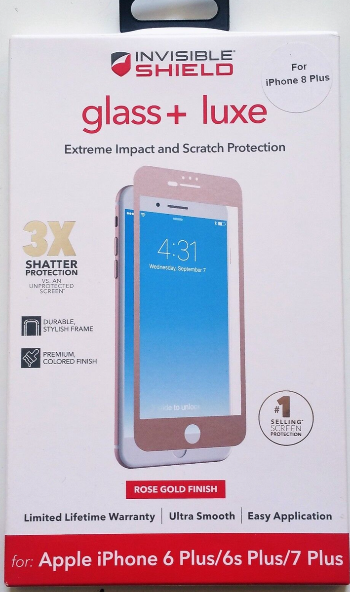 ZAGG Invisible Shield Glass Luxe 3x for iPhone Plus Rose Gold - Main Image