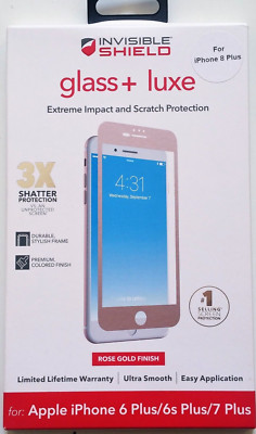 Zagg Invisible Glass Shield Luxe iPhone 6 Plus 6s Plus 7 Plus 8 Plus Rose Gold 
