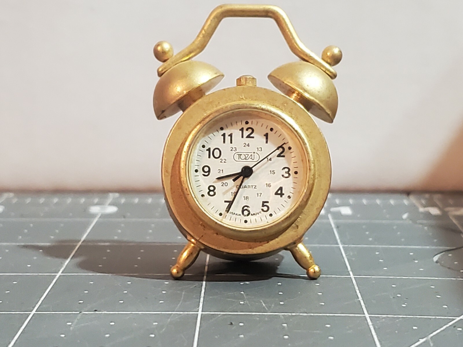 Tozaj Miniature Brass Alarm Clock Quartz Japan