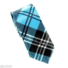 Unisex Aqua Turquoise Blue Gargoyle Plaid Pattern Neck Tie 56" L x 2" W-New!!