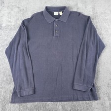 Vintage Made In USA L.L. Bean Polo Shirt Mens Large Long Sleeve Thick Knit Navy