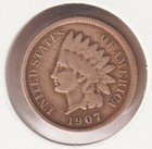 US Rare Old West 1907 Indian Head Penny Coin American Collection Shield Cent USA — photo 1