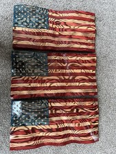 17.5x9x1.5 Hand Carved Wood Flags Rustic