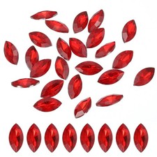 25 Pcs 18x9mm Glass Flat Back Horse Eye Crystal Rhinestones, Red