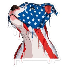 American Flag Pitbull - Vinyl Decal Sticker - Car Window Laptop - ebn7719
