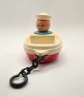 Fisher Price White WHITE TUG BOAT # 120 Bath Time Toy 1978 with Person-Vintage