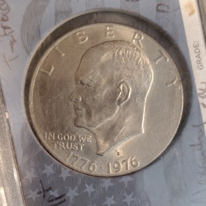 1776-1976 (D) Eisenhower Liberty Bell Moon One Dollar US Bicentennial Coin