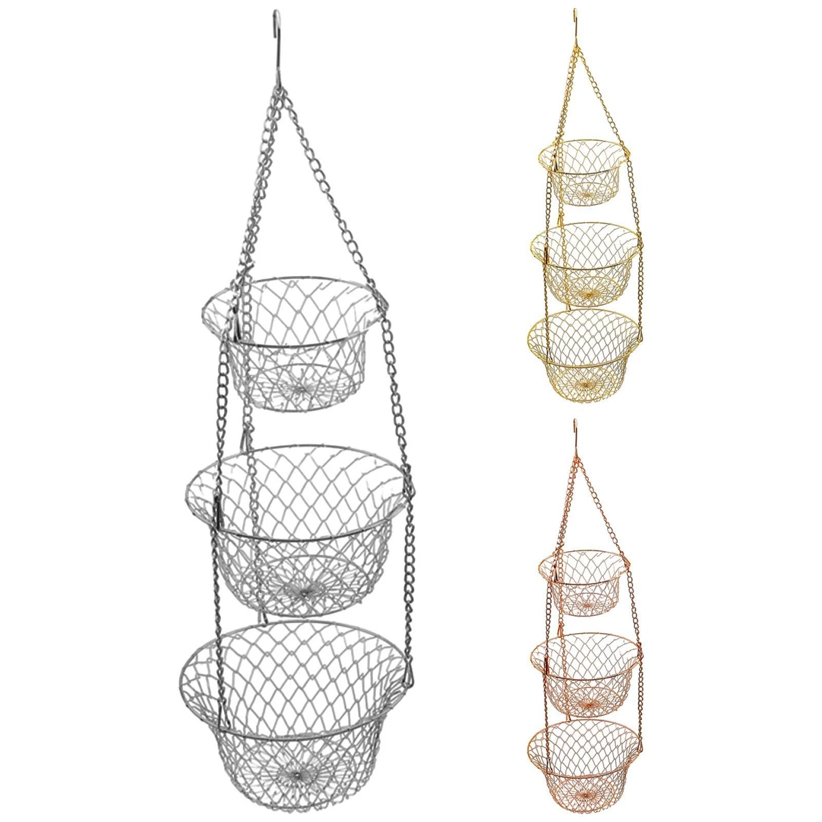 3 Tier Hanging Fruit Basket Heavy Duty Wire Fruit Organizer for Kitchen
Opens in a new window or tab