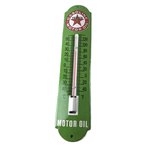 Vintage Texaco Motor Oil Sign - Gas Pump Ad Sign on Porcelain Thermometer