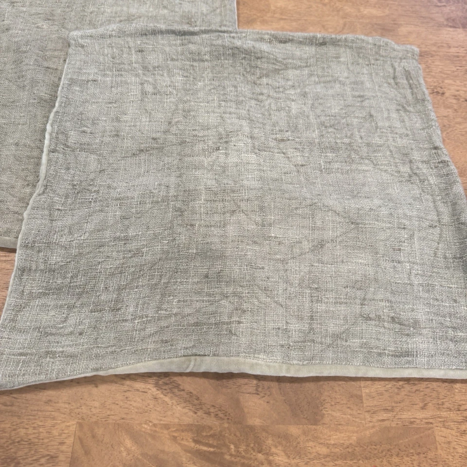 Crate&Barrel Sage Green Accent Pillows Set of 2 Zippered Silk Cotton Classic - Imagem 2 de 4