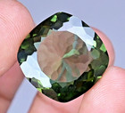 28.75 Ct Gemme Naturelle Moldavite Vert Ovale Coussin, Naturel, Certifié AGL
