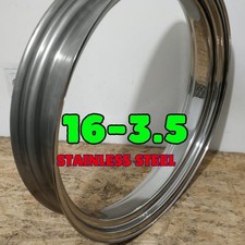 Llanta de acero inoxidable 16" x 3,5" Chopper Bobber rueda de motocicleta personalizada | Pulida