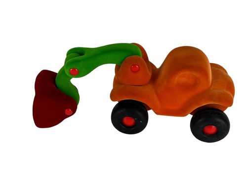 Rubbabu Excavator Soft Velvet Sensory Front Shovel Orange Green Red Construction