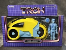 Disney Parks Super7 ReAction Figure Tron Lightcycle Yellow Flynn And Lightcycle