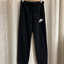 Nike Swoosh Black Pocket Drawstring Jogger Fleece Sweat Pants Small Comfort Cozy