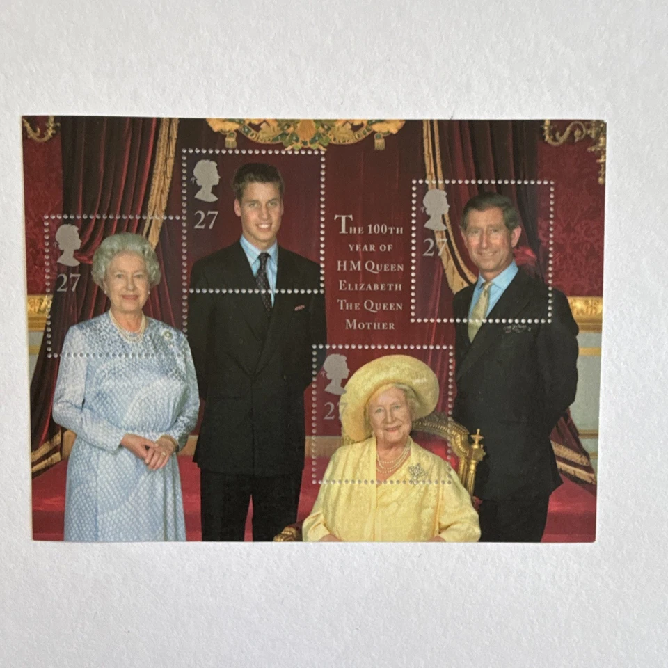 Royaume-Uni Bloc-feuillet commémoratif Royauté 4 timbres 27p non oblitéré - Photo 1/1