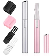 2 Pcs Electric Eyebrow Trimmer Women Precision Face Razors Mini Shaver with Comb