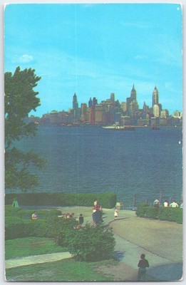 Vintage New York Skyline Postcard as Seen from Liberty Island K71