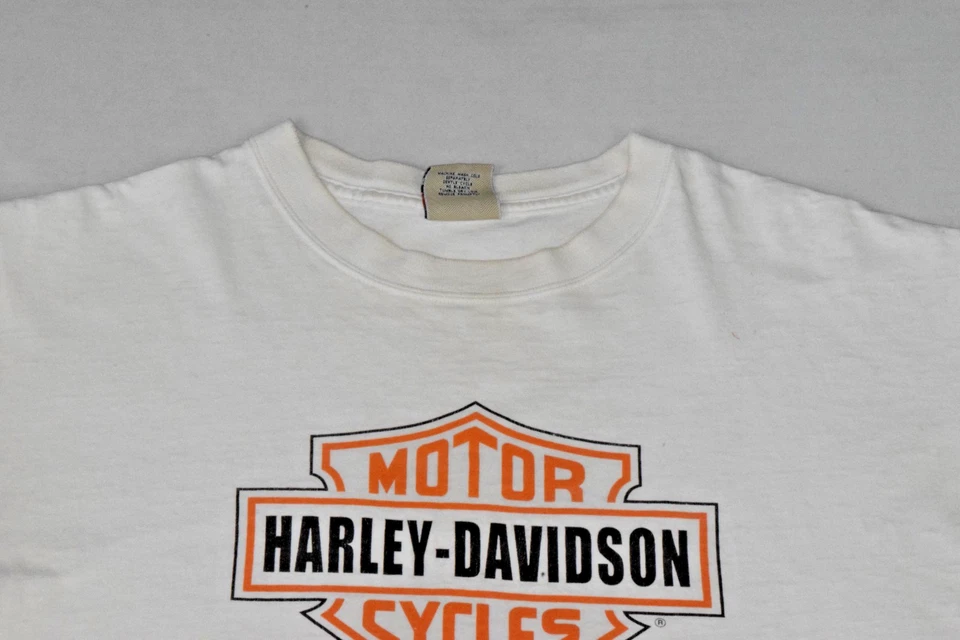 Camiseta Vintage County Seat Talla L Años 90 Marfil Algodón Harley Davidson Motocicletas Foto 4 de 4