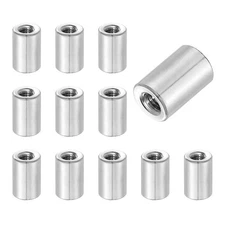 12Pcs 304 Stainless Steel M5x0.8mm Round Coupling Nuts, 0.39x0.59"(ODxH)