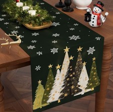Christmas Table Runner,13''X72'' Seasonal Christmas Tree Snowflakes Seasonal Dec