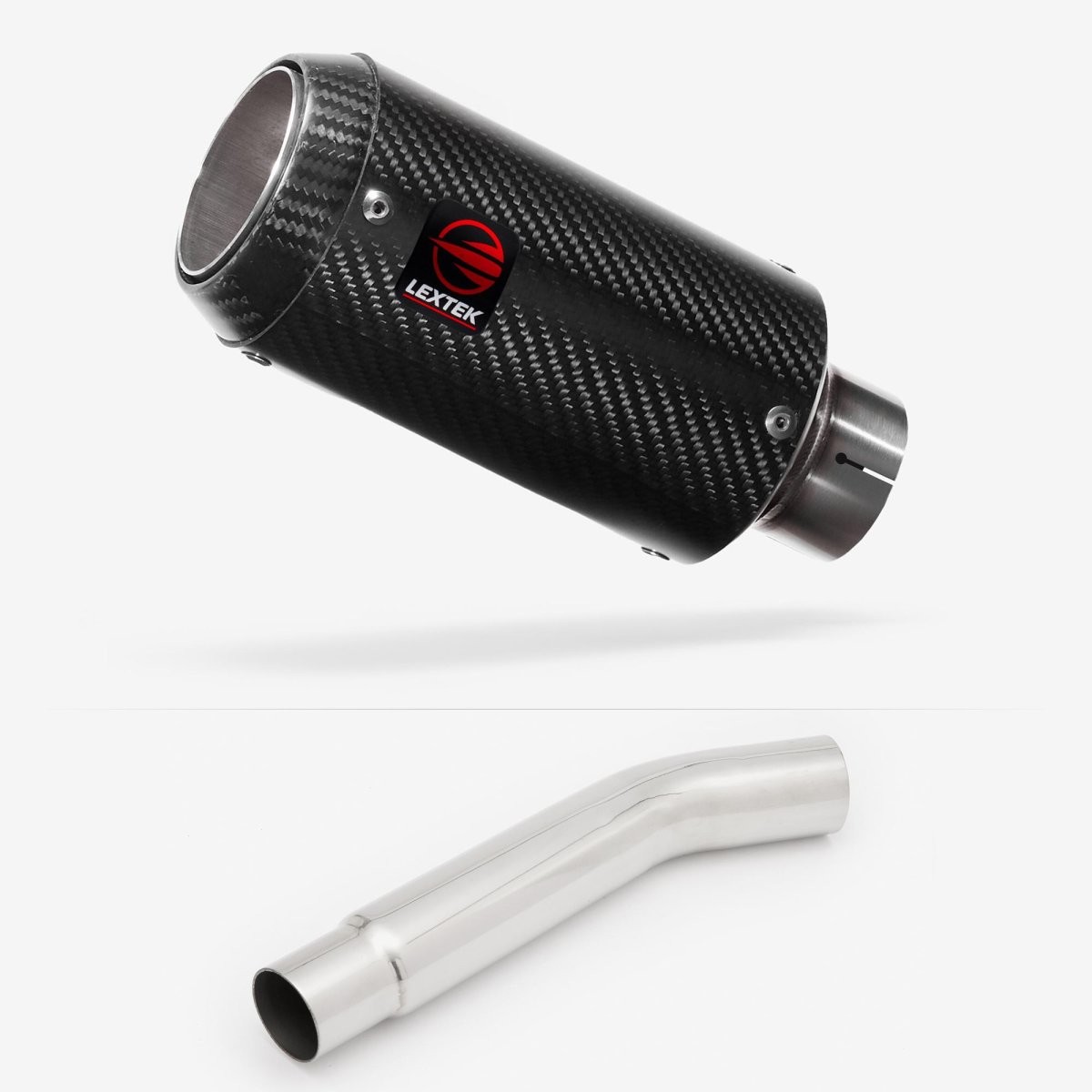 Lextek Carbon Fibre CP8C 150mm Exhaust with Link Pipe Silencer Polished Rear