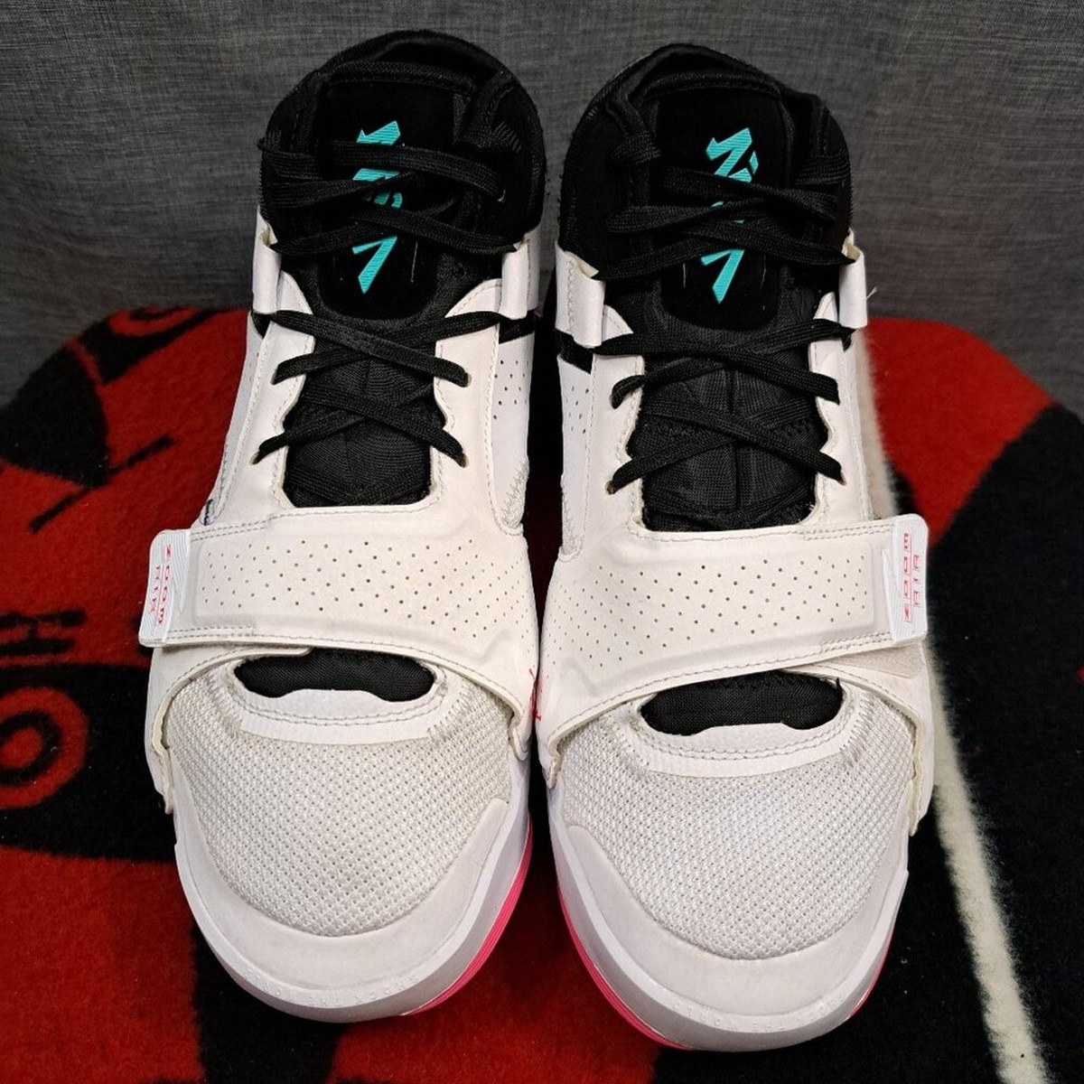 %Size 13 Nike Jordan Zion 2 White/Volt-Black-Dynamic Turquoise Men AJ8 Size 13 - Air Jordan Zion 2 Dynamic Turquoise for sale  main image 4