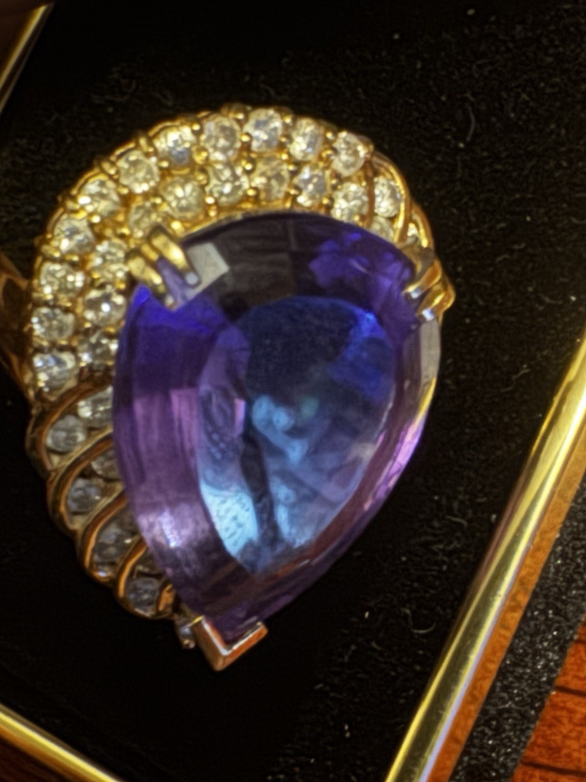 14k. SOLID GOLD RING WITH NATURAL DIAMONDS & AMET… - image 9