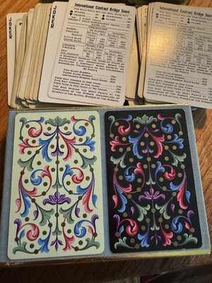 Vintage Congress Playing Cards Rare Floral Cel-u-tone Appear Never Played